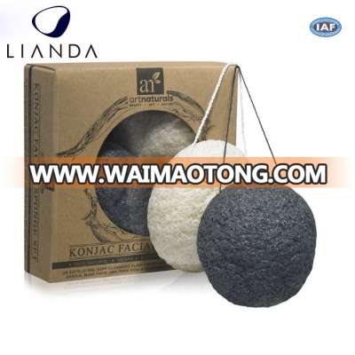 All Natural Fiber Bamboo Charcoal Facial100% Natural face Konjac Sponge Wholesale Private Lable